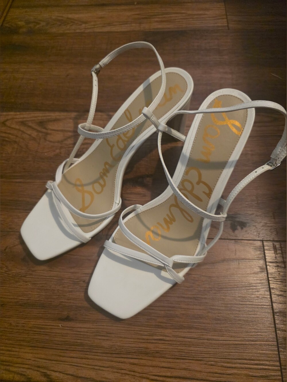 White Leather Strappy Women's Heeled Sandals Sam Edelman